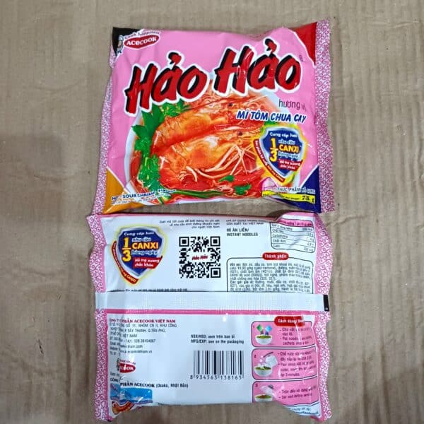 Hao Hao Instant Noodles Hot & Sour Shrimp Flavor Bag 75gx30