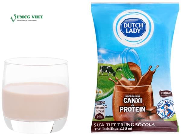 Dutch Lady UHT Chocolate Flavored Milk Bag 220mlx48 Canxi and Protein