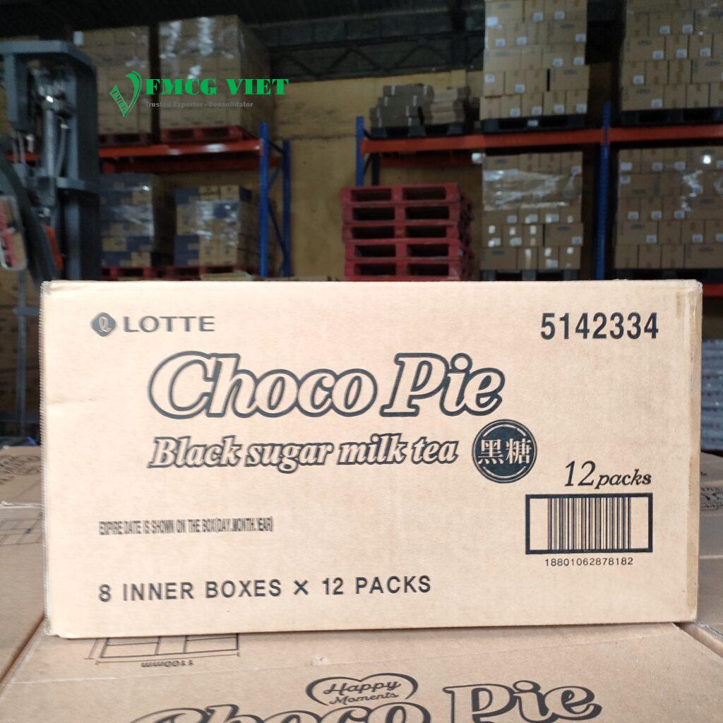 Lotte Choco Pie Black Sugar Milk Tea 336g x 8 Boxes