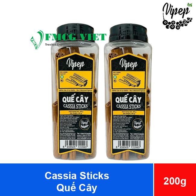 Vipep Cassia Sticks 200g x 25 Jars (Quế Cây)