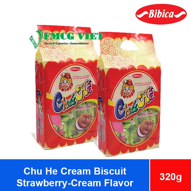 Bibica Chu He Cream Biscuit Strawberry Flavor 320g x 15 Bags