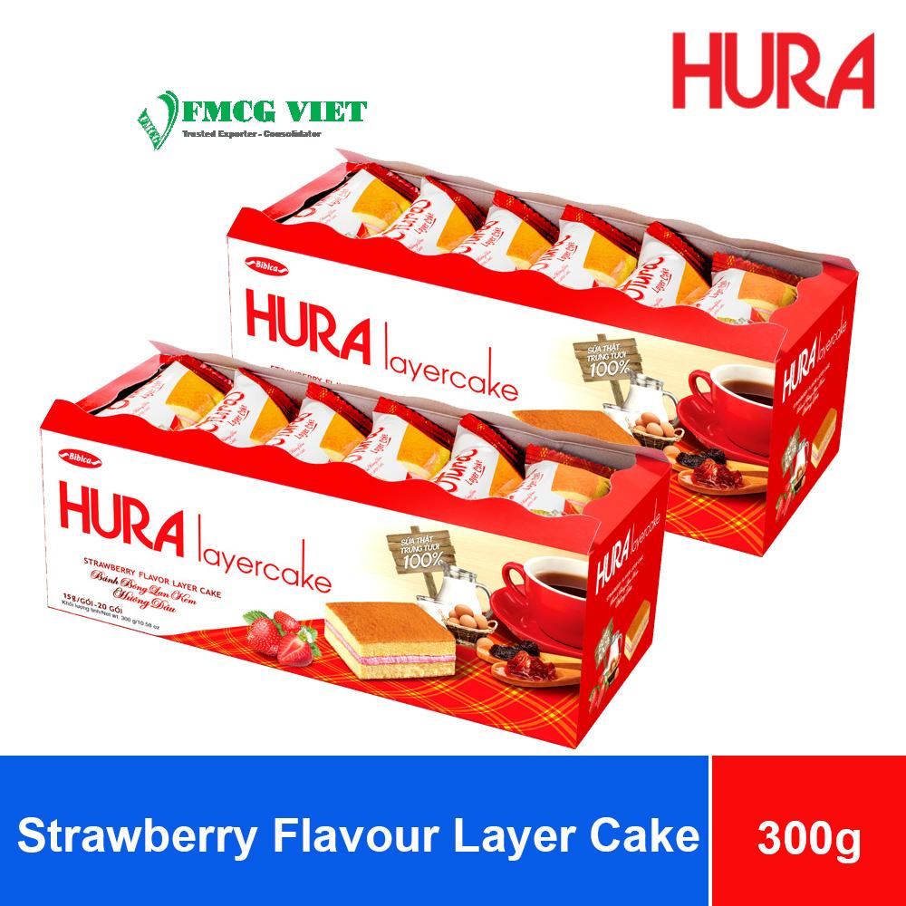 Bibica Hura Strawberry Flavour Layer Cake 300g x 12 Boxes