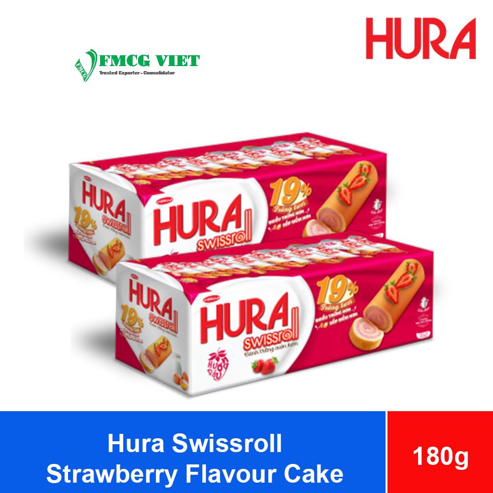 Bibica Hura Swissroll Strawberry Flavour Cake 180g x 18 Boxes