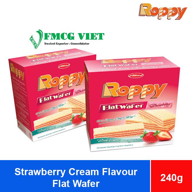 Bibica Roppy Strawberry Cream Flavor Flat Wafer 240g x 20 Boxes