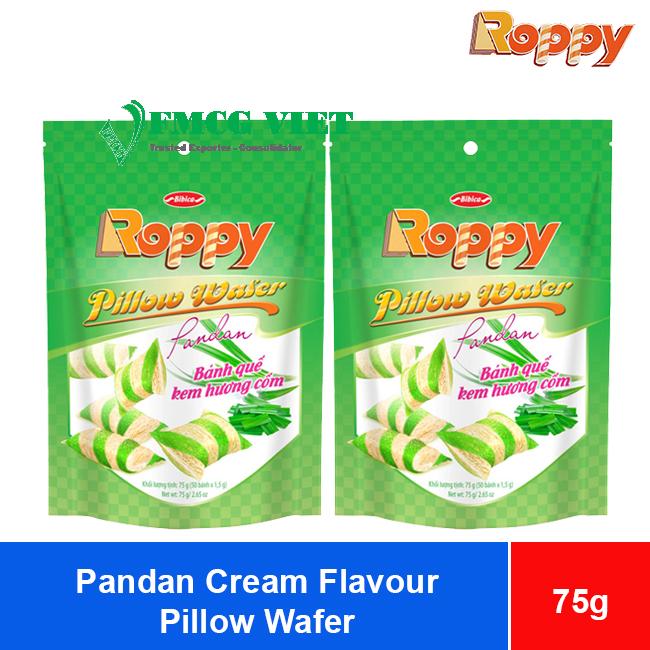 Bibica Roppy Pandan Cream Flavor Pillow Wafer 75g x 40 Bags