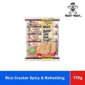 Want Want Snow Flower Rice Cracker with Soy Sauce Flavor, Spicy and Refreshing 110g