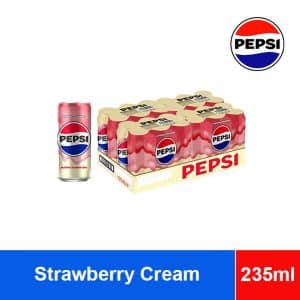 Pepsi Soft Drink Zero Sugar Cream Strawberry 235ml x 24 Cans